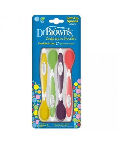 Dr. Brown's Soft Tip Flexible Spoons-Long Handle-Multicolor-Pack of 4-For Infants