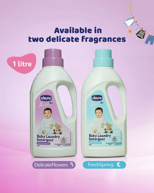 Chicco Baby Laundry Detergent-With 5X Stain Removing Power-Dermatologically Tested & Safe For Babies-Delicate Flowers