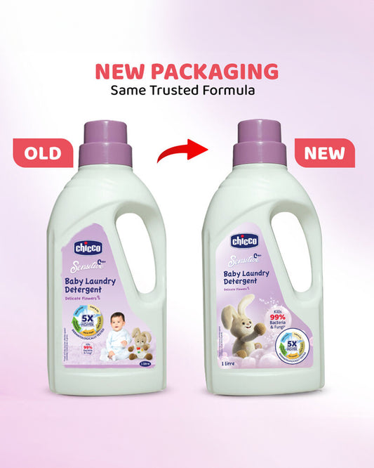 Chicco Baby Laundry Detergent-With 5X Stain Removing Power-Dermatologically Tested & Safe For Babies-Delicate Flowers