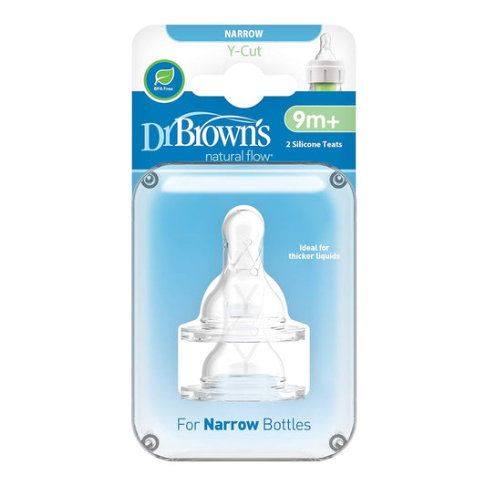 Dr. Brown's Natural Flow Narrow Nipple-Y-Cut-Anti Colic Vent System-Pack of 2-Feeding Bottle Teat