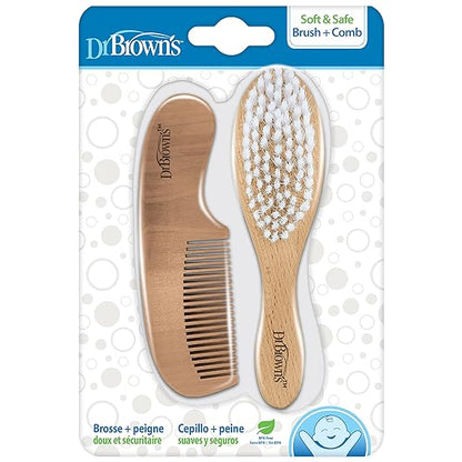 Dr. Brown's Wooden Soft & Safe Baby Brush & Comb-0 to 24M