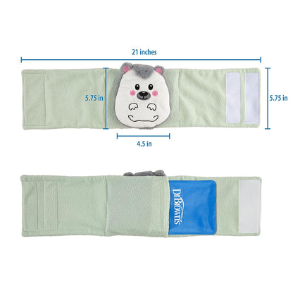 Dr. Brown's Colic Relief Gripebelt-Soothe Your Baby From Colic, Reflux & Gas-With Soft Fabric & Adjustable Belt-Clay Pack For Warm & Cool Therapy-With Attached Toy-Hedgehog-For Infants-0M+