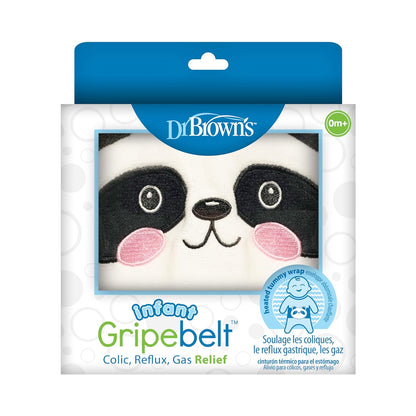 Dr. Brown's Colic Relief Gripebelt-Soothe Your Baby From Colic, Reflux & Gas-With Soft Fabric & Adjustable Belt-Clay Pack For Warm & Cool Therapy-With Attached Toy-Panda-For Infants-0M+