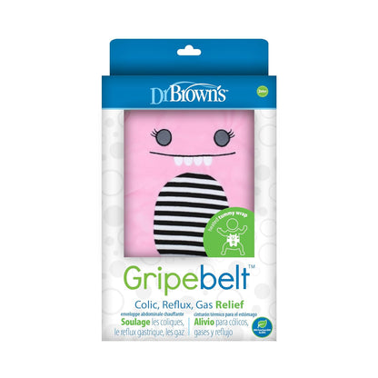 Dr. Brown's Colic Relief Gripebelt-Soothe Your Baby From Colic, Reflux & Gas-With Soft Fabric & Adjustable Belt-Clay Pack For Warm & Cool Therapy-With Attached Teethers & Toy-Pink Monster-For Infants-3M+