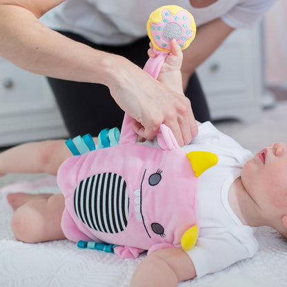 Dr. Brown's Colic Relief Gripebelt-Soothe Your Baby From Colic, Reflux & Gas-With Soft Fabric & Adjustable Belt-Clay Pack For Warm & Cool Therapy-With Attached Teethers & Toy-Pink Monster-For Infants-3M+