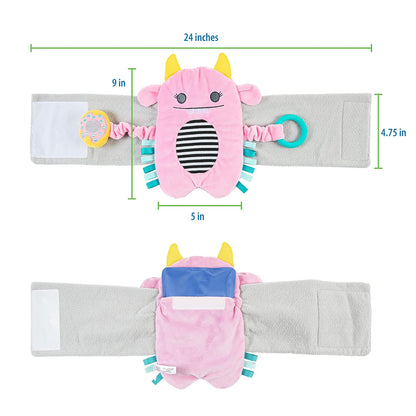 Dr. Brown's Colic Relief Gripebelt-Soothe Your Baby From Colic, Reflux & Gas-With Soft Fabric & Adjustable Belt-Clay Pack For Warm & Cool Therapy-With Attached Teethers & Toy-Pink Monster-For Infants-3M+