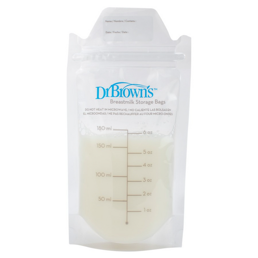 Dr. Brown's Breastmilk Storage Bags-180 ml-With Double Zipper Zeal-Self Standing Design-Pack of 50