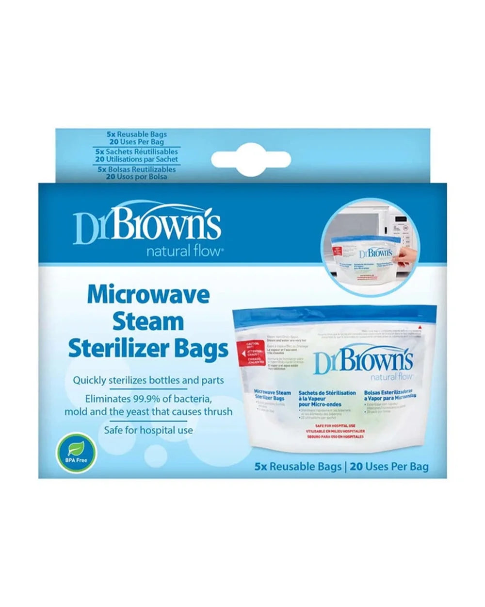 Brown's Microwave Sterilizer Bags-Electric Steam-10 Min Cycle