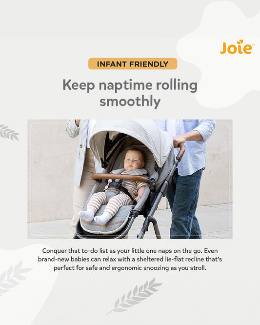 Joie Aeria Baby Stroller-Reversible Seat-Height Adjustable Seat-Pram for 0M+ (Upto 22 Kg)-Carbon