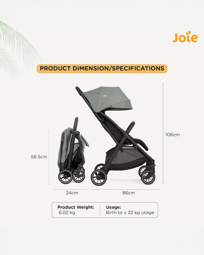 Joie Pact Pro Baby Stroller-5 Position Recline-Travel System Compatible-Pram for 0 to 4Y (Upto 22 Kg)-Abyss