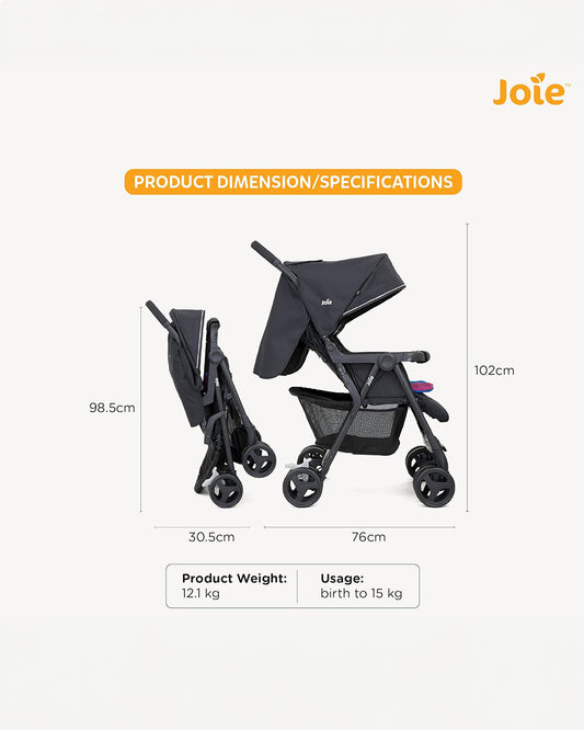 Joie Aire Twin Baby Stroller-Reversible Seat Liners-Automatic Fold Lock-Pram for 0 to 3Y (Upto 15 Kg Each Seat)-Rosy & Sea