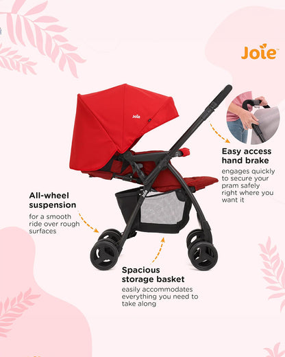 Joie Mirus Lightweight Baby Stroller-One Hand Fold-Reversible Handle-Pram for 0 to 3Y (Upto 15Kg)-Lychee