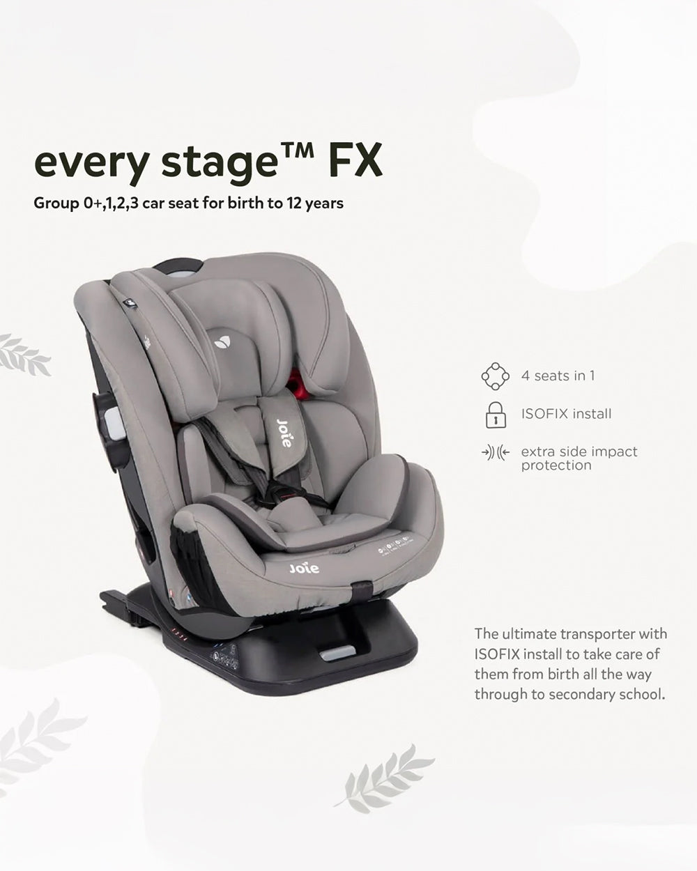 Joie Every Stage FX Car Seat-Convertible-Adjustable Headrest-For 0