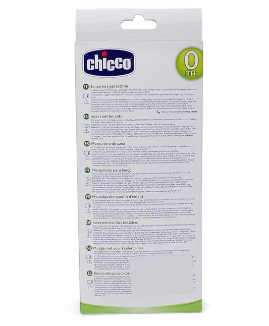 Chicco Mosquito Repellent Net For Cots-For Insect Free Space & Peaceful Sleep for Babies-Easy Slip-On Setup With Elastic Edges-100% Organic Cotton-Easy Hand Wash-White-For Infants