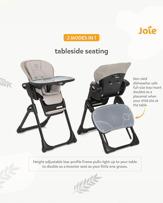 Joie Mimzy Recline High Chair-5 Position Recline-7 Height Positions-Upto 15 Kg-Speckled