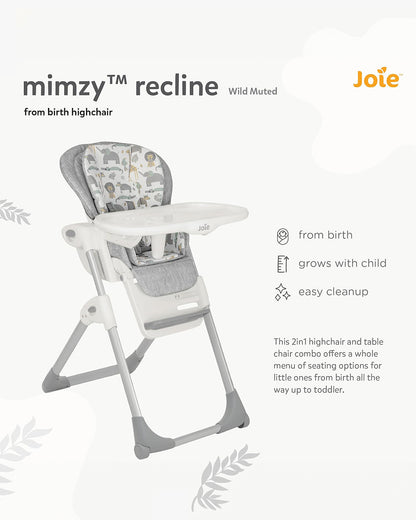 Joie Mimzy Recline High Chair-5 Position Recline-7 Height Positions-Upto 15 Kg-Wild Muted