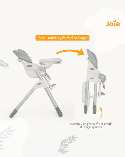 Joie Mimzy Recline High Chair-5 Position Recline-7 Height Positions-Upto 15 Kg-Wild Muted