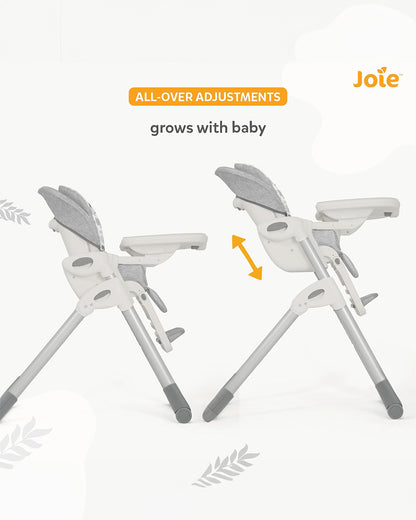 Joie Mimzy Recline High Chair-5 Position Recline-7 Height Positions-Upto 15 Kg-Wild Muted