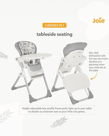 Joie Mimzy Recline High Chair-5 Position Recline-7 Height Positions-Upto 15 Kg-Wild Muted