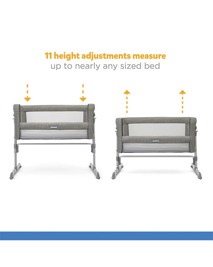 Joie Roomie Glide Sleep Crib-With Both Side Mesh Windows & Removable Mattress-11 Height Adjustments-Single Hand Glide-With 4 Lockable Wheels-Compact & Easy For Travel-Foggy Grey-For Infants