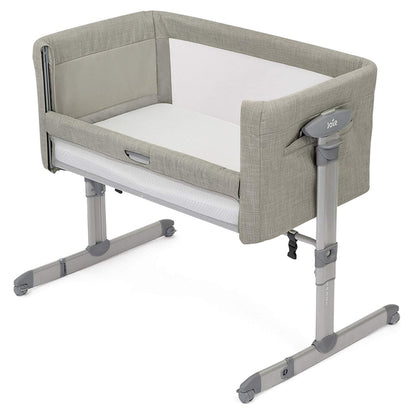 Joie Roomie Glide Sleep Crib-With Both Side Mesh Windows & Removable Mattress-11 Height Adjustments-Single Hand Glide-With 4 Lockable Wheels-Compact & Easy For Travel-Almond-For Infants