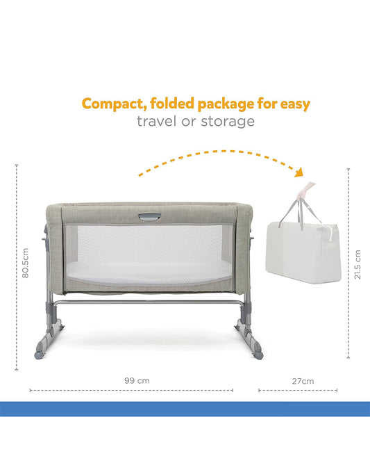 Joie Roomie Glide Sleep Crib-With Both Side Mesh Windows & Removable Mattress-11 Height Adjustments-Single Hand Glide-With 4 Lockable Wheels-Compact & Easy For Travel-Almond-For Infants