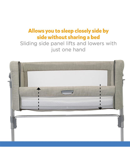 Joie Roomie Glide Sleep Crib-With Both Side Mesh Windows & Removable Mattress-11 Height Adjustments-Single Hand Glide-With 4 Lockable Wheels-Compact & Easy For Travel-Almond-For Infants