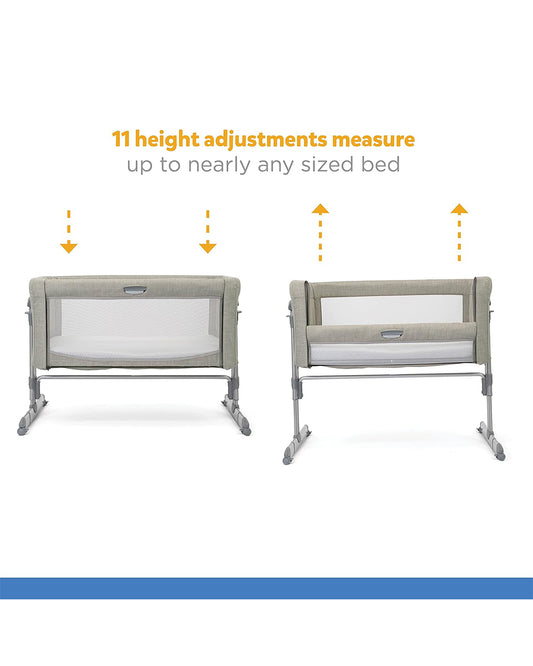 Joie Roomie Glide Sleep Crib-With Both Side Mesh Windows & Removable Mattress-11 Height Adjustments-Single Hand Glide-With 4 Lockable Wheels-Compact & Easy For Travel-Almond-For Infants