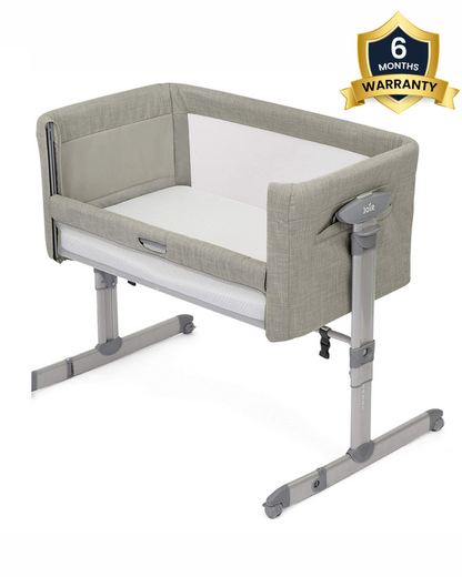 Joie Roomie Glide Sleep Crib-With Both Side Mesh Windows & Removable Mattress-11 Height Adjustments-Single Hand Glide-With 4 Lockable Wheels-Compact & Easy For Travel-Almond-For Infants