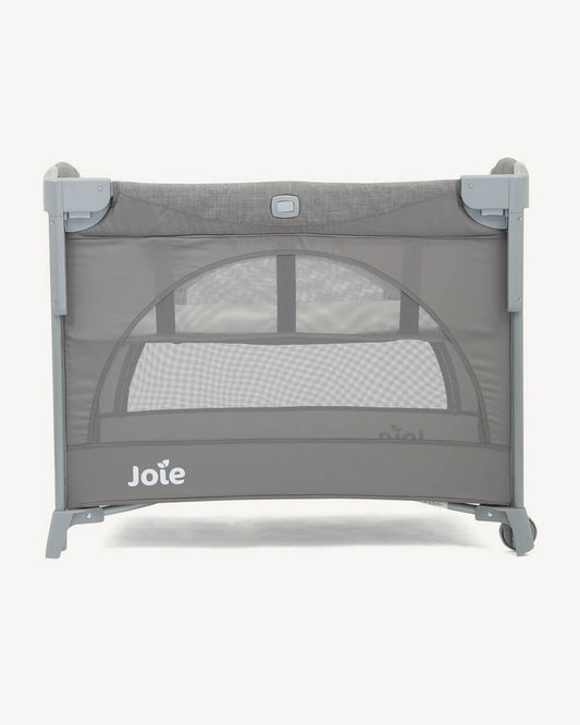 Joie Kubbie Sleep Bedside Crib & Travel Cot-With Removable Mattress-Compact Fold-Includes Travel Bag-Foggy Grey-For 0 to 36M