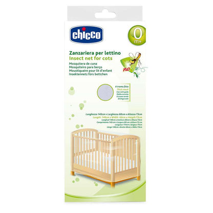 Chicco Mosquito Repellent Net For Cots-For Insect Free Space & Peaceful Sleep for Babies-Easy Slip-On Setup With Elastic Edges-100% Organic Cotton-Easy Hand Wash-White-For Infants