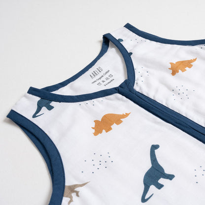 Aariro Baby Sleeping Bag-Little Dino-100% Organic Cotton-Blue-Newborn Bed-0-6M