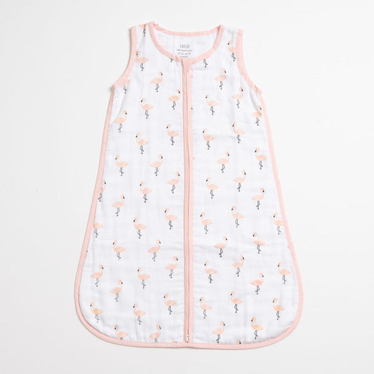 Aariro Baby Sleeping Bag-Tropical Flamingo-100% Organic Cotton-Pink-Newborn Bed-0-6M