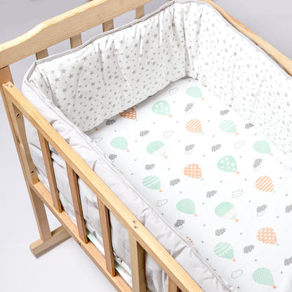 Aariro Crib Baby Bedding Set-Fly High-White & Grey-Organic Cotton-Crib Bedding-For Infants