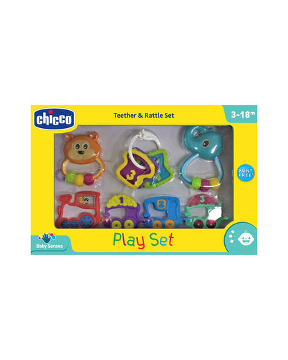 Chicco Play Set Rattle Toy-Easy to Grip-Bright Engaging Colors-Pack of 4-Gift For Baby Shower & Baby Birthday