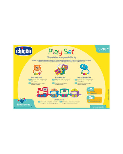 Chicco Play Set Rattle Toy-Easy to Grip-Bright Engaging Colors-Pack of 4-Gift For Baby Shower & Baby Birthday