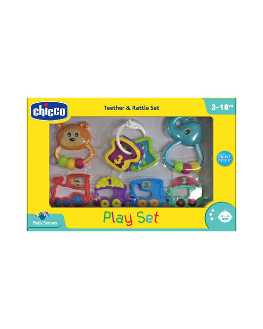 Chicco Play Set Rattle Toy-Easy to Grip-Bright Engaging Colors-Pack of 4-Gift For Baby Shower & Baby Birthday