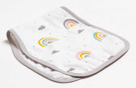 Aariro Organic Cotton Burp Cloth-Multi Layered & Reversible-Follow The Rainbow-For Infants