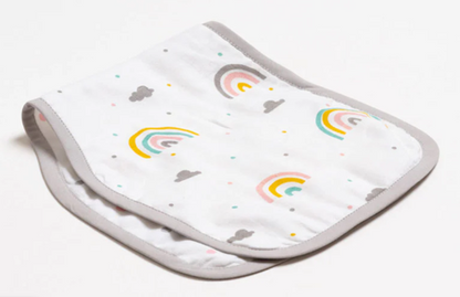 Aariro Organic Cotton Muslin Burp Cloth & Wash Cloths Combo Set-Follow The Rainbow-For Infants