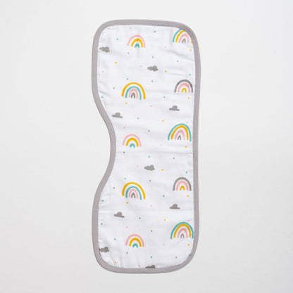 Aariro Organic Cotton Burp Cloth-Multi Layered & Reversible-Follow The Rainbow-For Infants