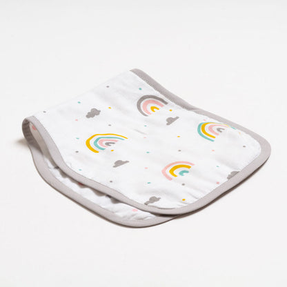 Aariro Organic Cotton Burp Cloth-Multi Layered & Reversible-Follow The Rainbow-For Infants