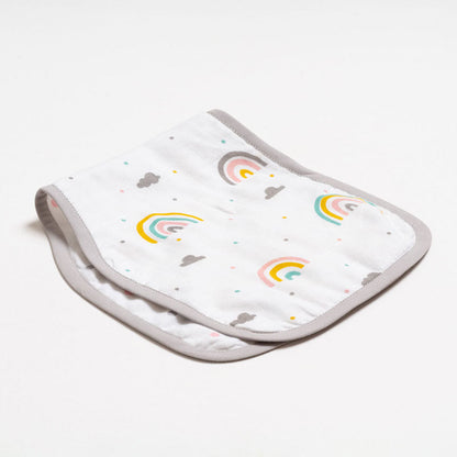 Aariro Organic Cotton Muslin Burp Cloth & Wash Cloths Combo Set-Follow The Rainbow-For Infants