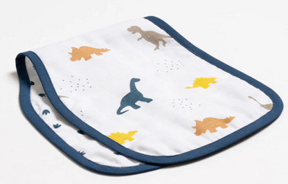 Aariro Organic Cotton Muslin Burp Cloth & Wash Cloths Combo Set-Little Dino-For Infants