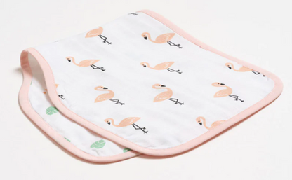 Aariro Organic Cotton Burp Cloth-Multi Layered & Reversible-Tropical Flamingo-For Infants