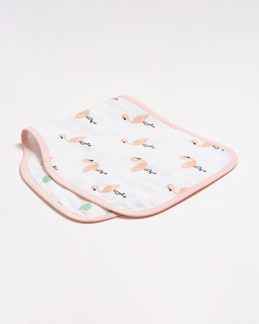 Aariro Organic Cotton Burp Cloth-Multi Layered & Reversible-Tropical Flamingo-For Infants