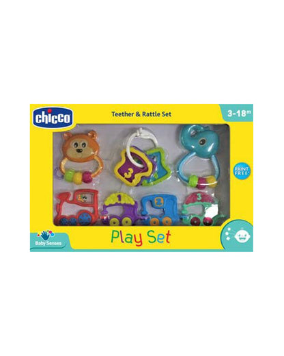 Chicco Play & Grow Set Rattle Toy-Easy to Grip-Bright Engaging Colors-Pack of 5-Gift For Baby Shower & Baby Birthday