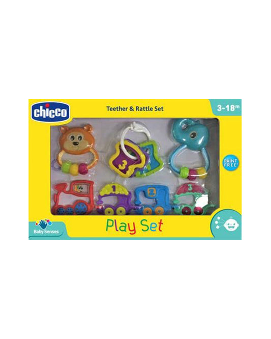 Chicco Play & Grow Set Rattle Toy-Easy to Grip-Bright Engaging Colors-Pack of 5-Gift For Baby Shower & Baby Birthday