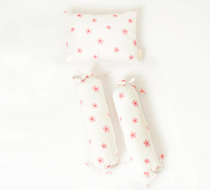 Aariro Pillow & Bolster-Floral-Organic Cotton-Pack of 3-For Infants