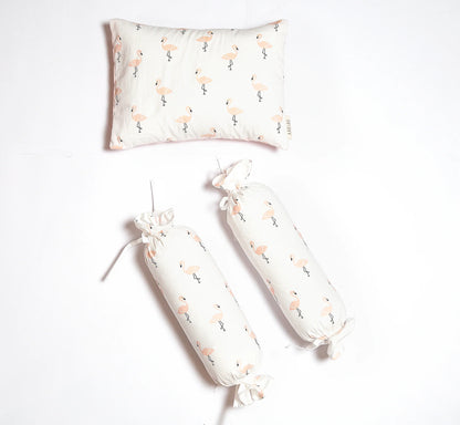 Aariro Pillow & Bolster-Tropical Flamingo-Organic Cotton-Pack of 3-For Infants