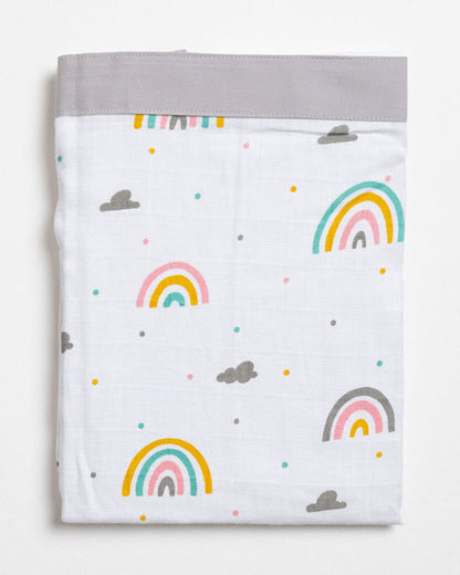 Aariro White & Lavender Rainbow Print Nursing Cover-Organic Cotton-Free Size